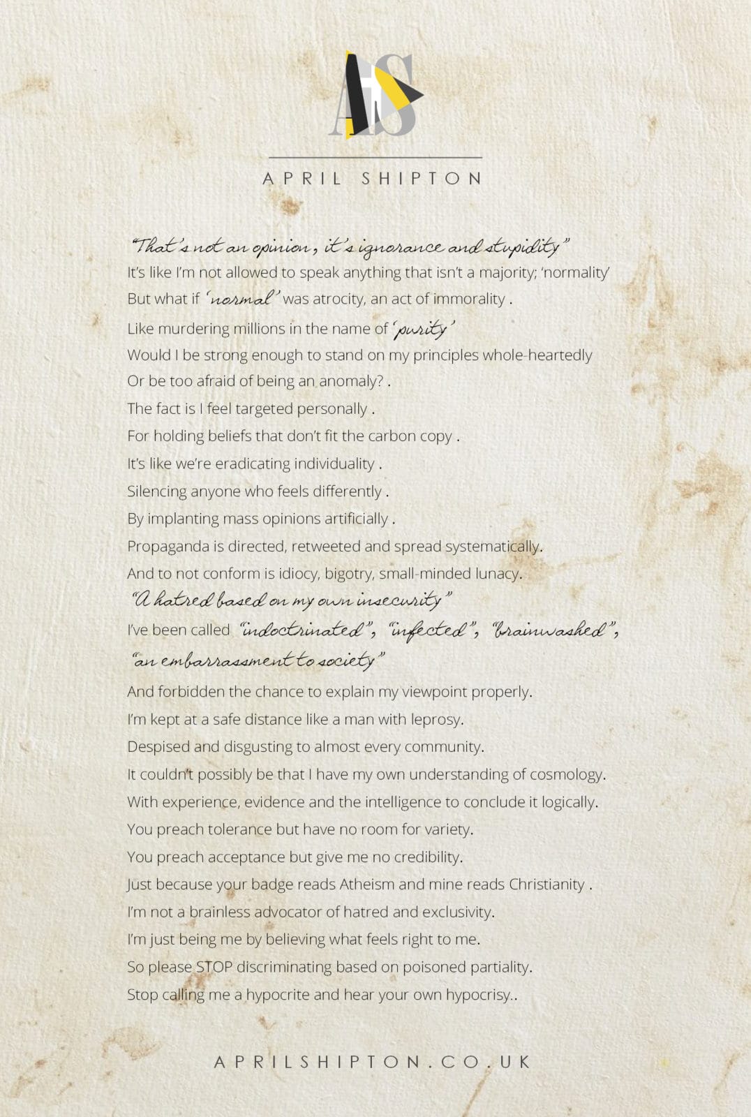 The Reason for the Rhyme: ‘A Plea for Equality’